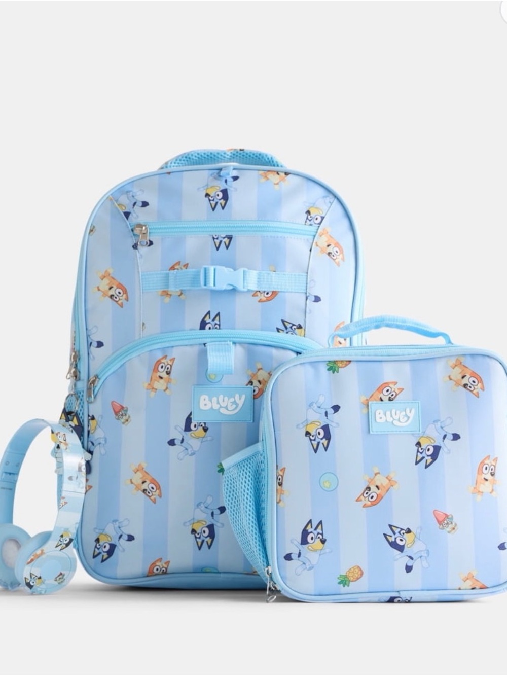 Bluey 4PC Backpack Set With Headphones, Lunch Box And Key Chain
